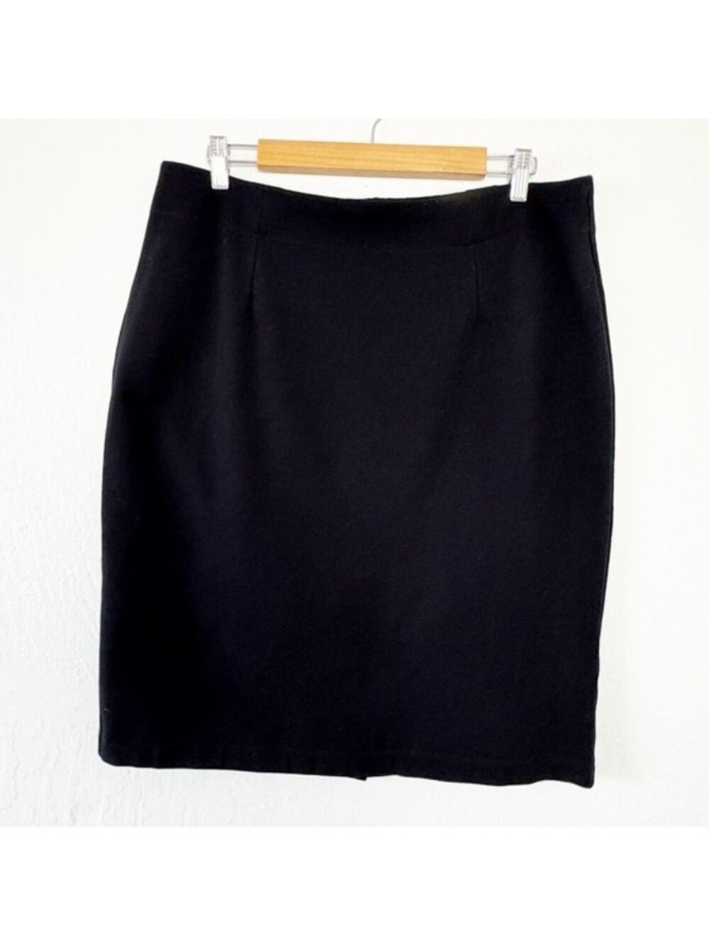 EILEEN FISHER Black Elastic/Pull-On Waist Stretch Straight/Pencil Skirt Large
